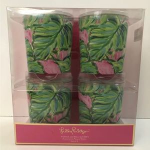 NEW Set of 4 Lilly Pulitzer Acrylic Lo-Ball Glasses featured in Painted Palms